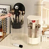 Transparent Makeup Brush Holder with Lid Automatic Lifting Dustproof Makeup Brushes Organizer for Vanity Cosmetics Storage Box 2