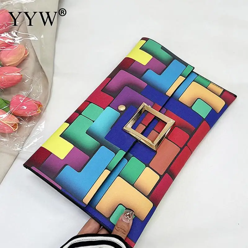 Luxury Women Clutches PU Leather Geometric Purses Female Large Capacity Envelope Bags Phone Pouch Ladies Party Clutch Bag