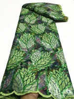 High Quality African Lace Fabric Light Gold French Net Sequins Fabric Sewing Embroidered Lace Tulle Nigerian Lace Fabric 5Yards 2