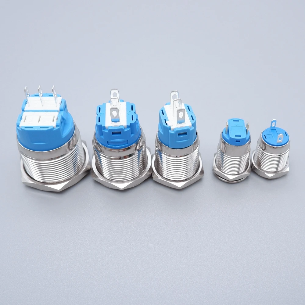 Description Picture 6 of itemMetal Push Button Switch 12/16/19/22mm No LED Start Stop On/Off Waterproof Momentary Latching Power SwitchHigh Head Flat Head