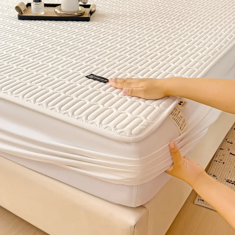 Waterproof Mattress Protector Soft Breathable 100% Waterproof Mattress Pad Cover Soybean Bedspread Durable Non-Slip Bed Cover 3
