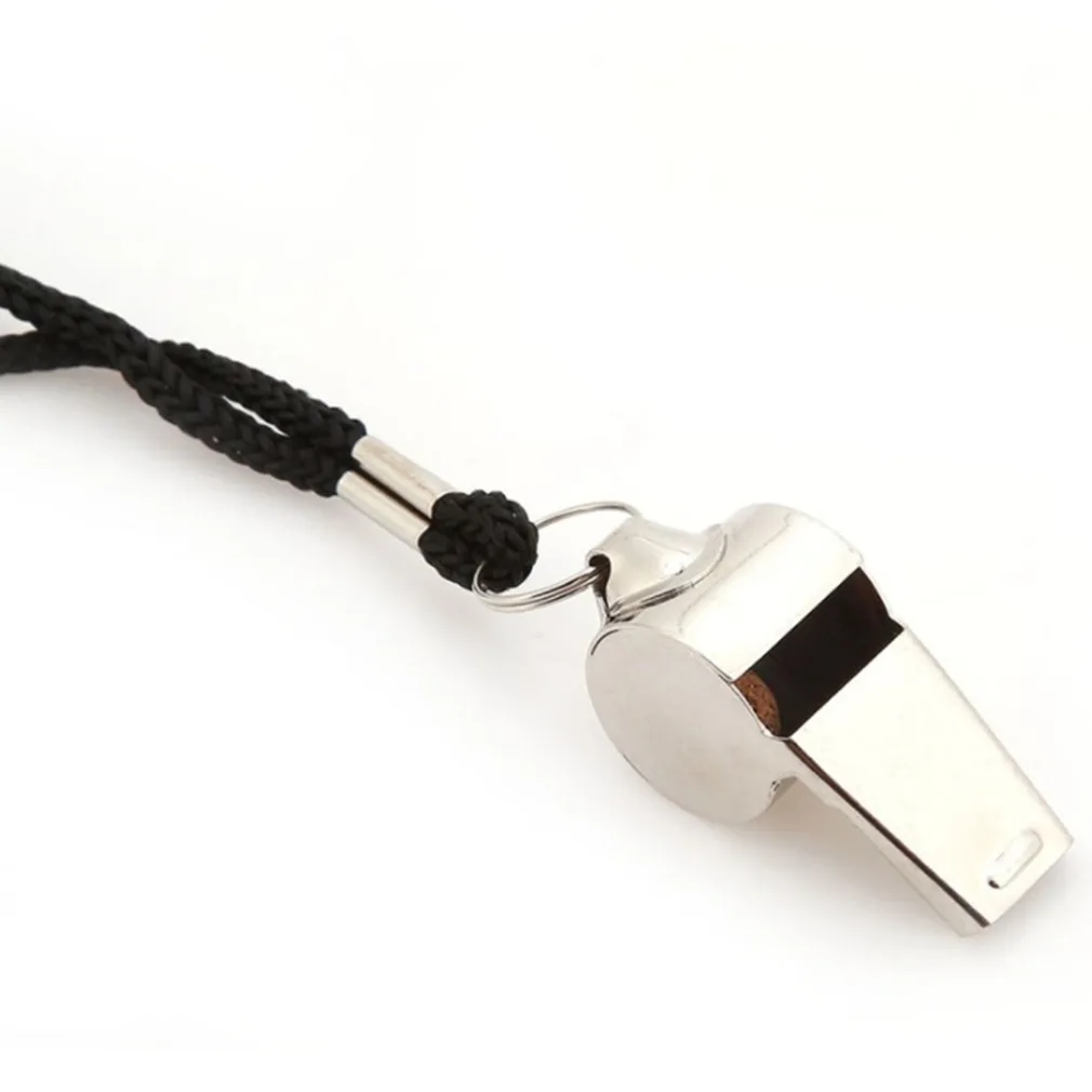 Referee Sport Rugby Stainless Steel Metal Whistle with Rope