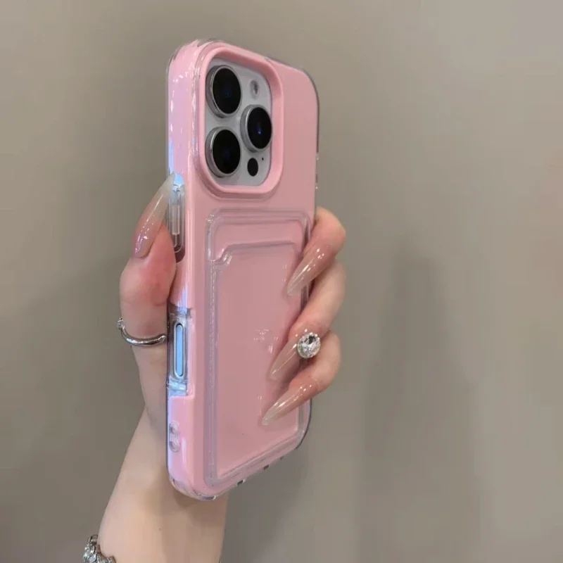 2025 New Candy Color 2-in-1 TPU+PC Card Bag Luxury Phone Case - Enhanced Protective Cover