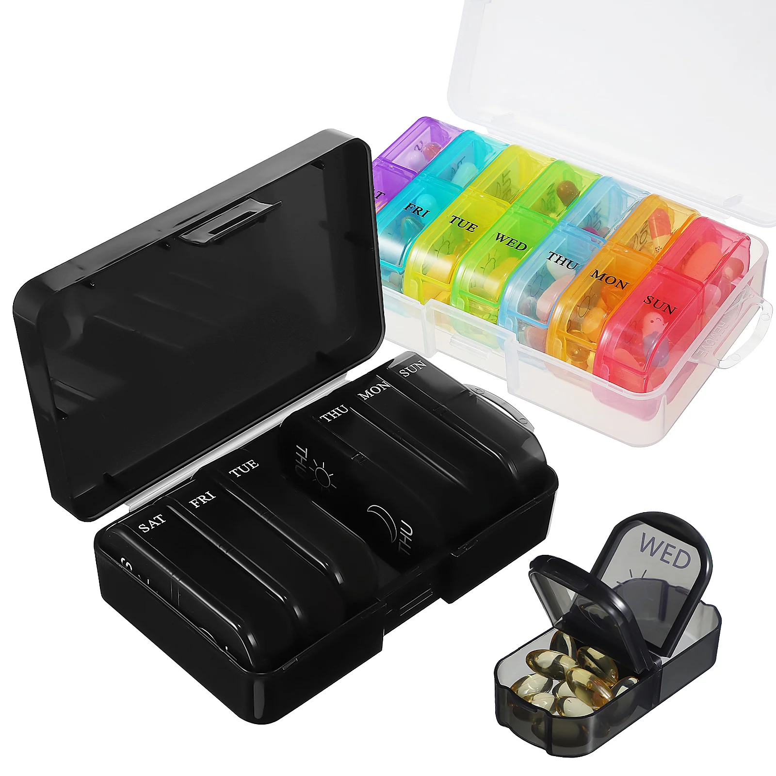 

Travel Pill Organizer Weekly Pill Case Portable Day Medicine Tablet Storage Container Vitamin Holder Organizer