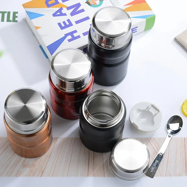 Boîte à déjeuner isolante en acier inoxydable, soupe avec cuillère, conteneurs, tasse thermique, flacons sous vide de 500ML 750ML, Thermosbeker 5