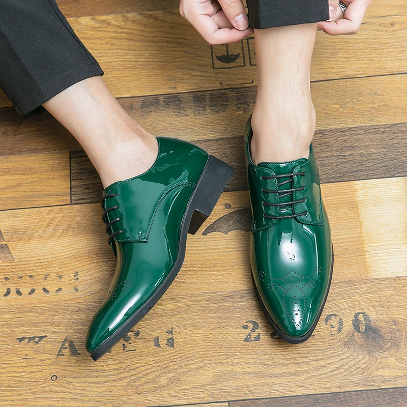 New Arrivals Green Oxfords for Men Pu Round Toe Lace-up Solid Party Mens  Dress Shoes for Men with Size 38-48 - AliExpress 322