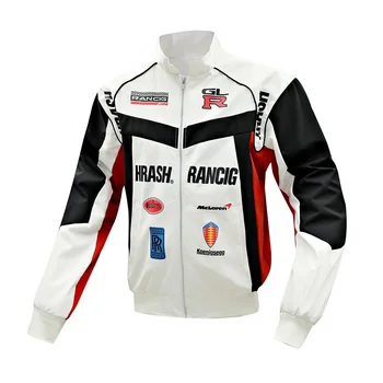 دراجة نارية موحدة سترة الرجال خمر البيسبول السائق الستر مقاوم للماء يندبروف سباق معطف الرجال ملابس خارجية فضفاضة ربيع الخريف 2