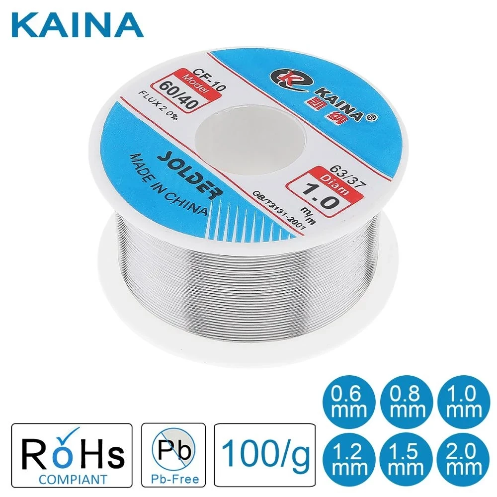 Припойная проволока 0,6/0,8/1/1.2/1.5/2 мм пайка 100 г 60/40 флюс 2.0% оловянные сварочные провода с канифолью с низкой температурой плавления
