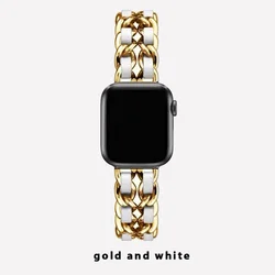 Elegant Metal & Leather Strap Bracelet for Women - Luxury Design (2 Gold White)