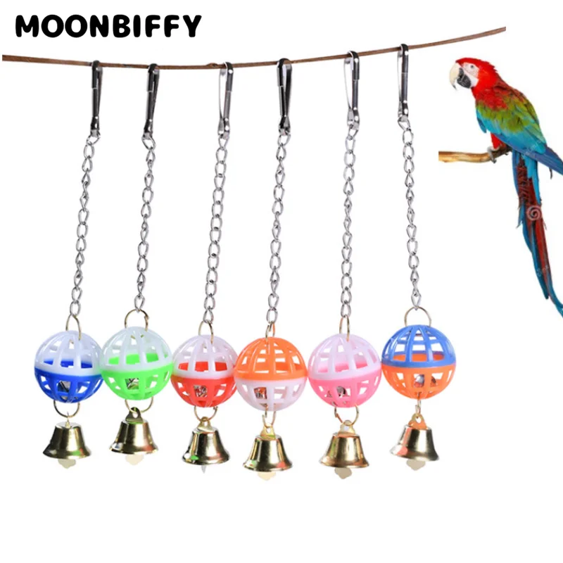 Bird Parrot Toys Plastic Ball Bell Colorful Swing Toys Giocattoli African Grey Budgie Parrocchetto Cockatiel Lovebird Cage Muslimah