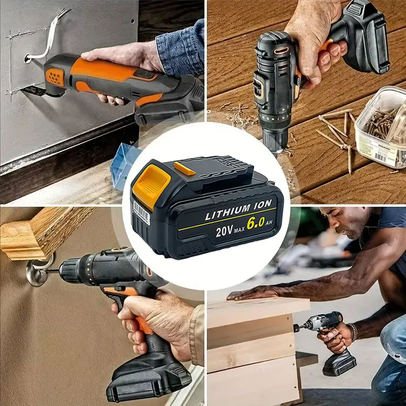 2 Pack of 6.0Ah 20V DCB206 Replacement Batteries for DeWalt 20V Max DCB205 DCB206 DCB207 DCB204 DCB203 DCB201 DCB200 DCB180 DCB 3