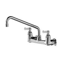 ก๊อกน้ําผสมติดผนังสองรู - ก๊อกน้ําอ่างล้างจานเชิงพาณิชย์ทองแดงพร้อมหัวฉีดสวิงและคอห่านหมุนสําหรับอ่างล้างหน้าในครัว 1