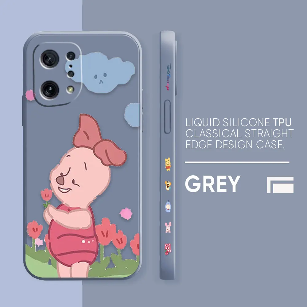 Case For OPPO FIND X6 X3 REALME X7 X50 RENO 2 4Z 4 6 Lite 5Z 5F 4G 5G PRO Liquid Silicone Case Piglet Winnie the Pooh Bear