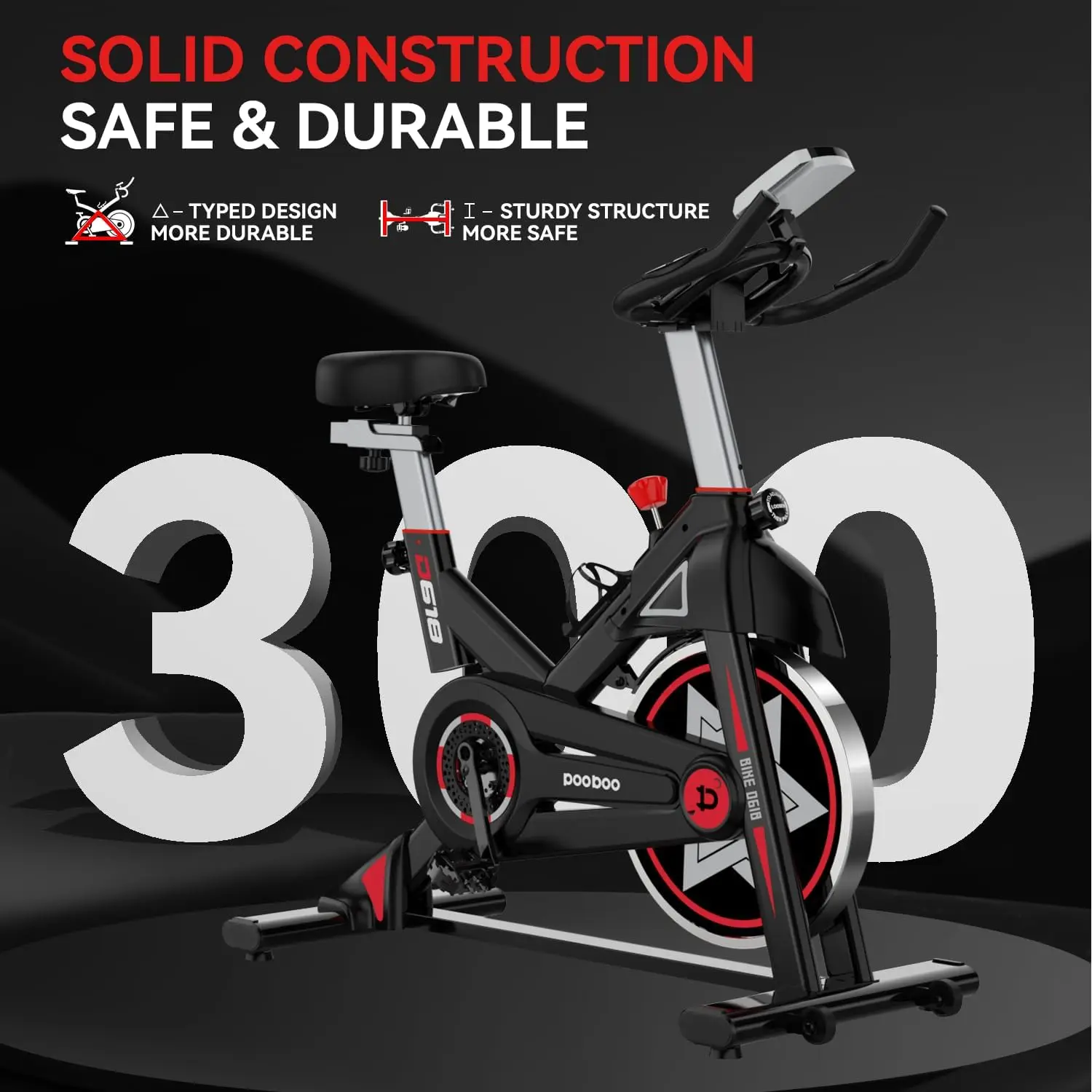 Exercise Bike, Stationary Bike for Home Gym, Magnetic Resistance Indoor Cycling Bike w/Comfortable Seat Cushion & Tablet Mount,