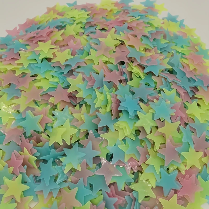 100개 야광 형광 별 스티커 3D 입체 벽 장 데칼 (방, 거실 및 파티 장)