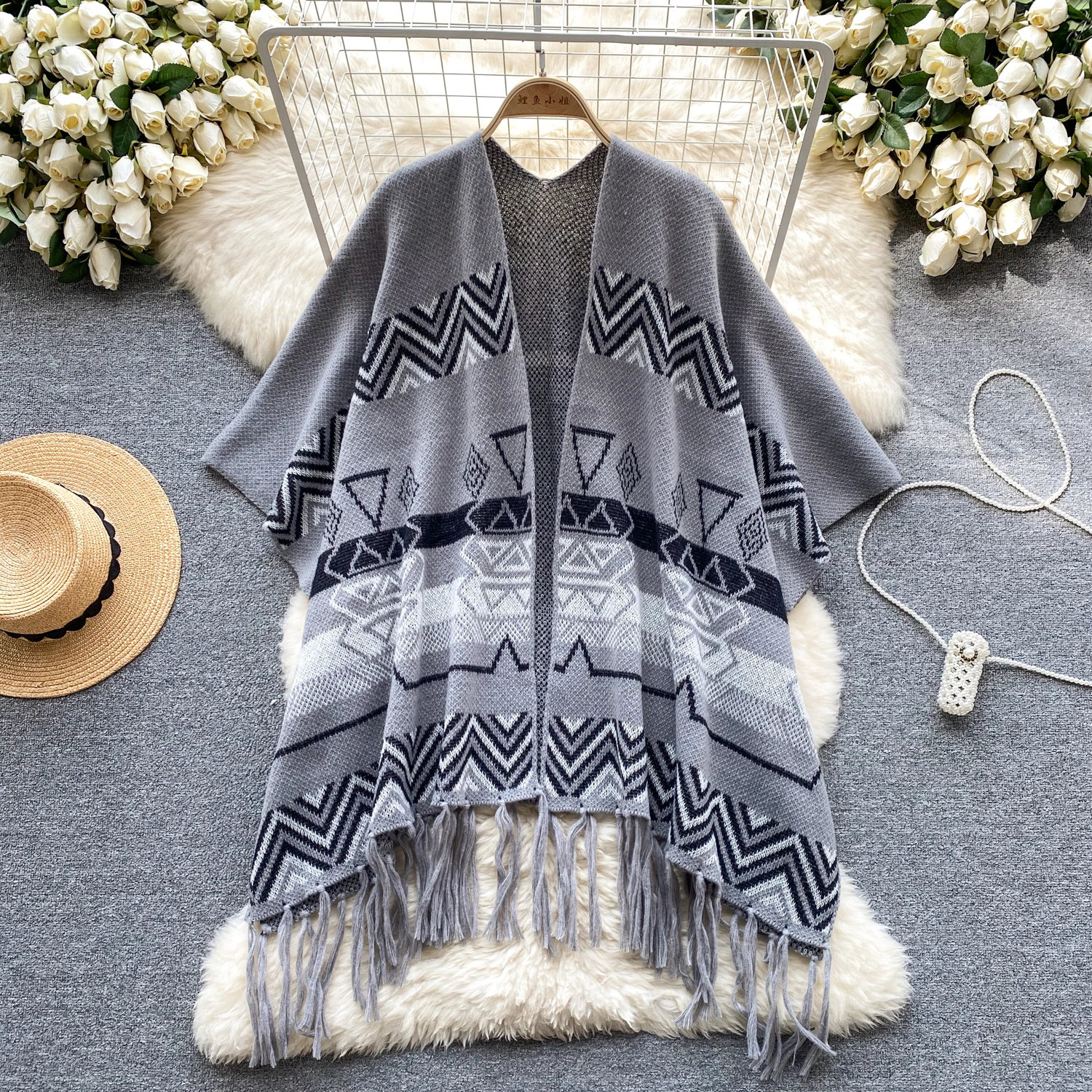 

Women Oversize Sweater Traf Winter Asymmetric Loose Cloak Coat Female Knitted Shawl Cape Poncho Top