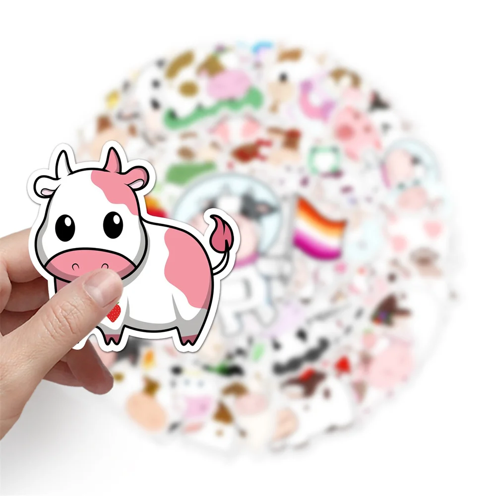 50pcs Ins Cute Cow Stickers Pack Stationery Ipad Phone Scrapbook DIY Animal Sticker Journal Accessories Craft Supplies