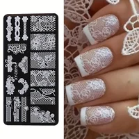 Lace Flower Nail Art Stamping Plate Vibrant Floral Love Moon Star Image Stainless Steel Stencil Template Y2K Trend Manicure Tool 1
