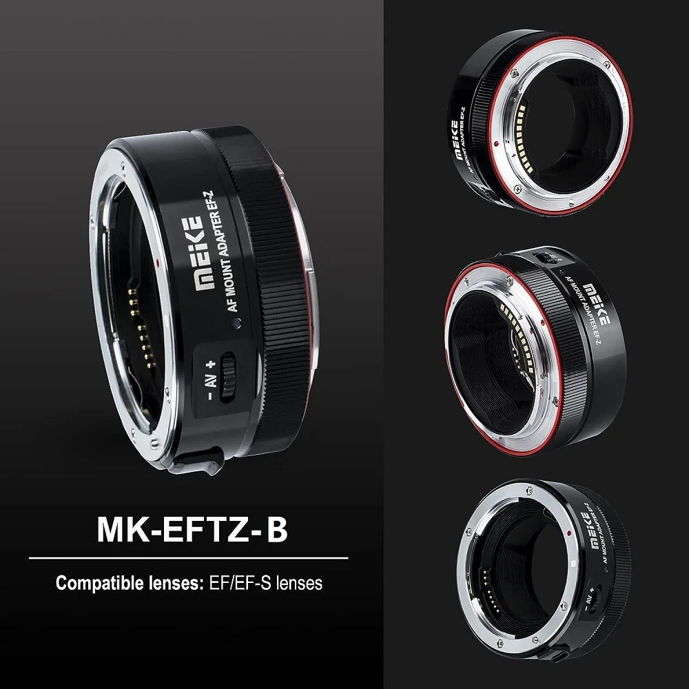 

Meike MK-EFTZ-B Auto Focus Lens Adapter Ring for Canon EF /EF-S Lenses to Nikon Z Series Cameras Z5 Z6 Z7 Z30 Z50 Z6II Z7II Z8 Z