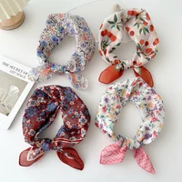 Fashion Cotton Linen Shawl Square Scarf for women sweet Cherry Print Hijabs Ladies Wraps summer sunscreen Bandanas Head scarf 2