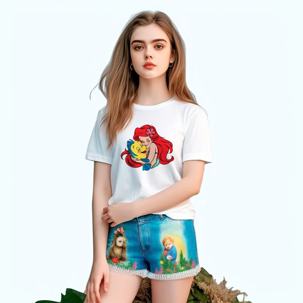 Dtf Heat Transfer Little Mermaid Princess Ariel Letter Iron On Transfer Vinyl Sticker For Clothes Applique Decor Garment Accessories