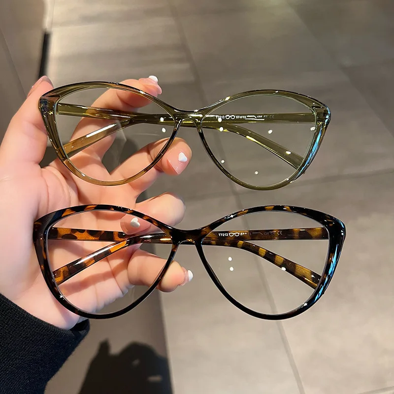 Cat Eye Transparent Myopia Glasses Women's High-definition Eyeglasses Fashion Vintage Large Eyewear Frame