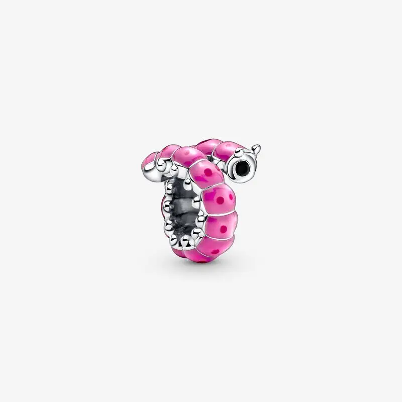 

925 Sterling Silver Cute Curled Caterpillar Charm Beads Fits Original Pandora Bracelets Necklace Bangle 2022 New Spring