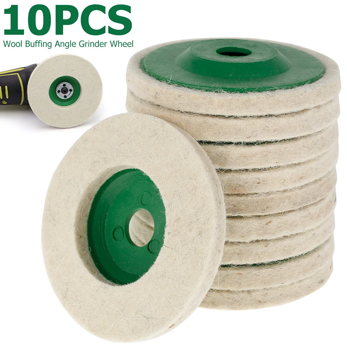 10Pcs Polishing Wheel Disc 4in Wool Felt ing Pads Angle Grinder Accessories for Metal Derusting Glass Ceramic Car Polishing