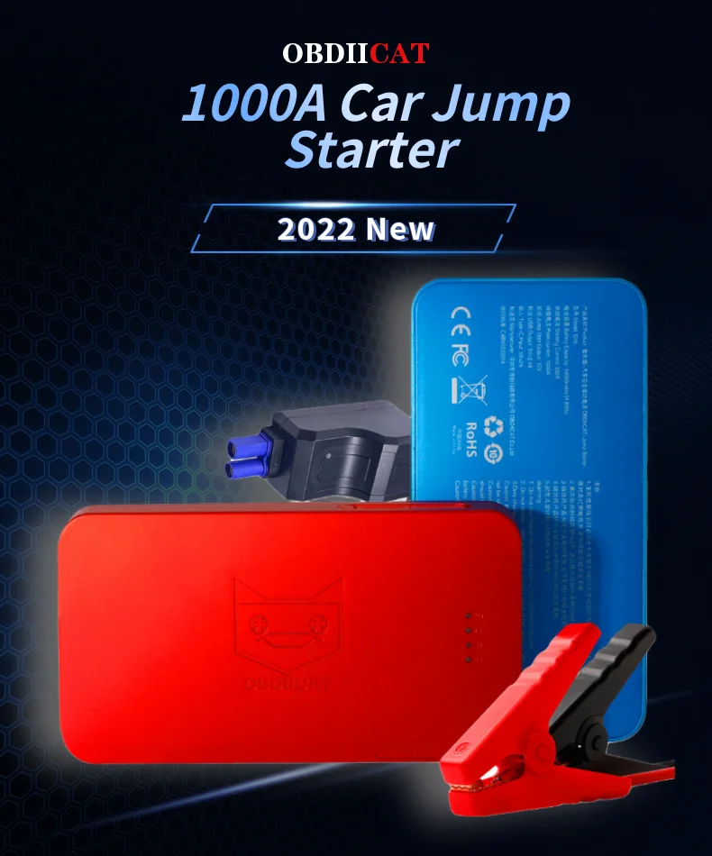 Upgraded OBDIICAT-D16 Car Jump Starter Power Bank Portable Charger Gasoline/Diesel Emergency Battery Booster Car Accessories portable car jump starter