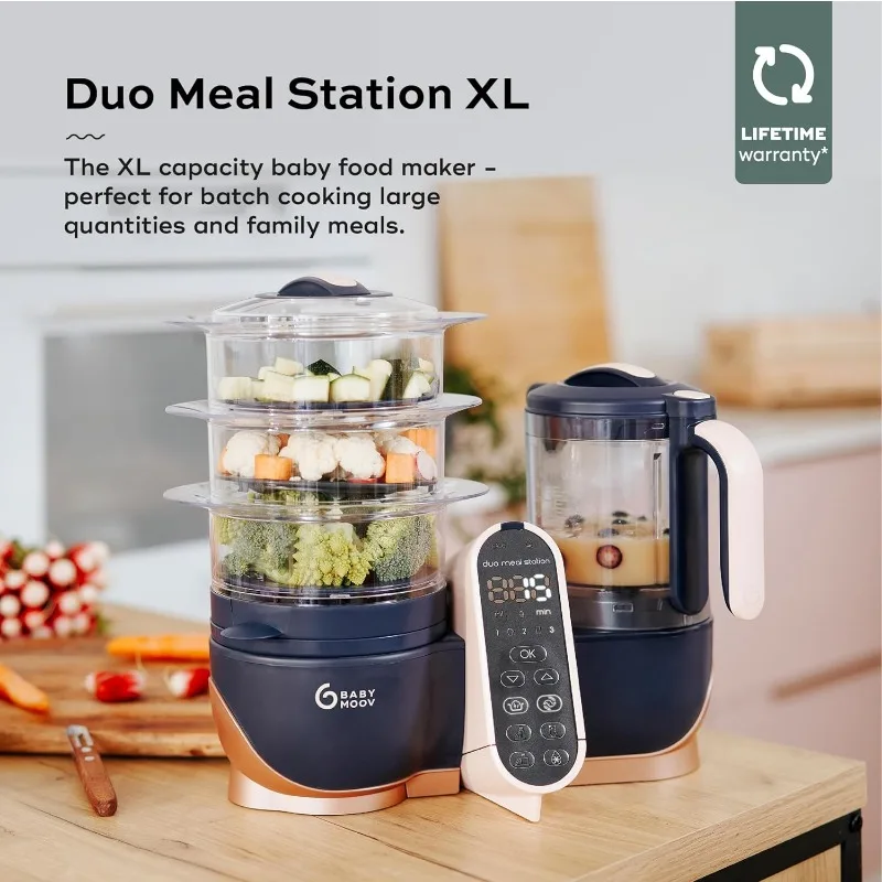 Babymoov Duo Meal Station XL, 6 in 1 Food Processor with Steamer, Multi-Speed Blender, Warmer, Defroster & Sterilizer, pink 2
