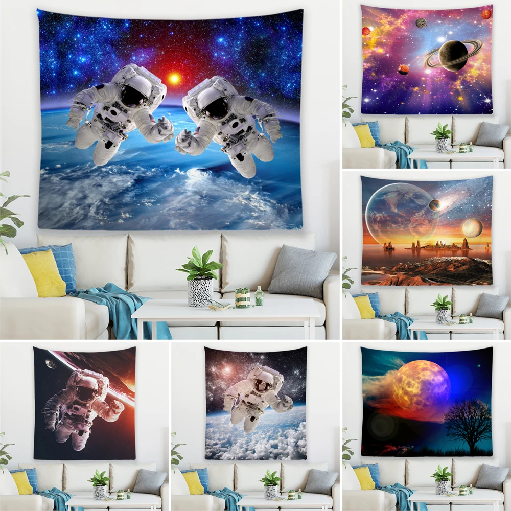 

F&G-Planet Astronaut Wall Decor Tapestry,Galaxy Psychedelic Space Printed Hanging Cloth,Bedroom Wall Fabric,Home Decor