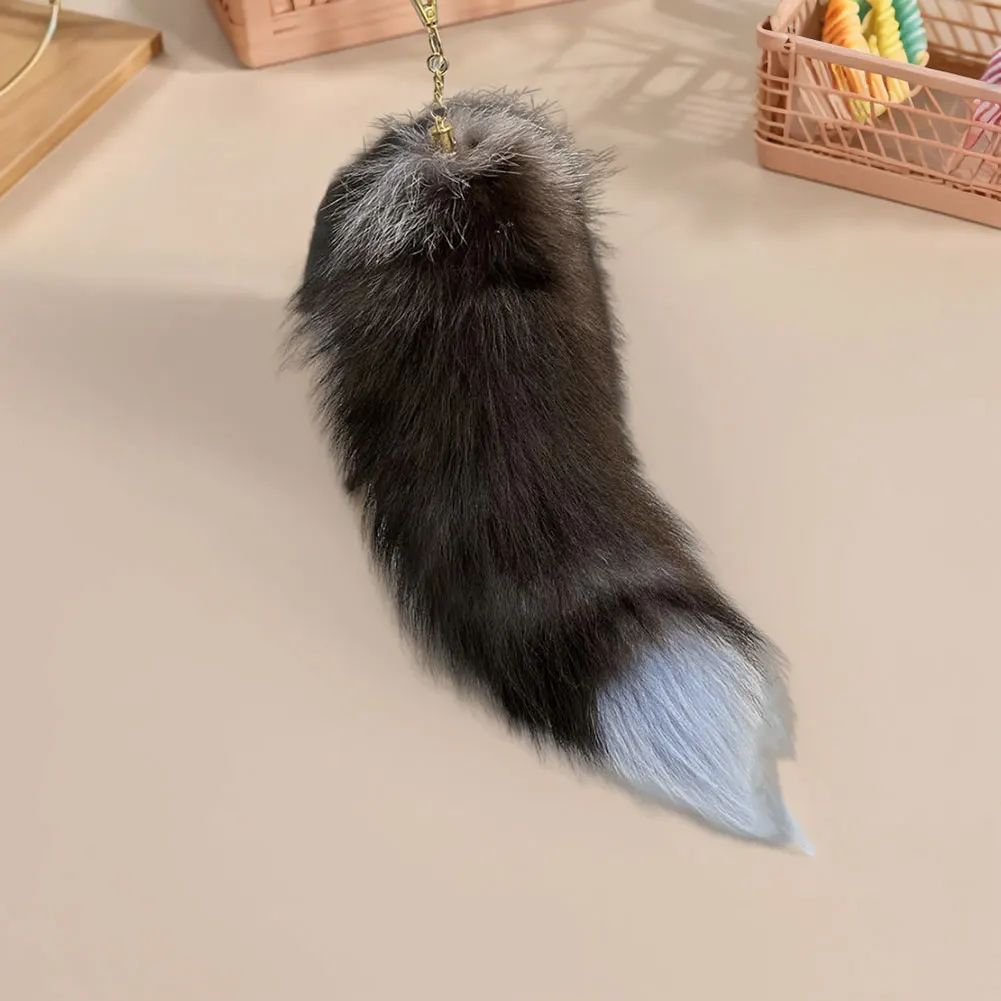 Phone Keychain Phone Number Plate Keychain Cat Keychain Jewelry Huge Fluffy Faux Fur Fox Tail Keychain Therian Tail Fox Keychain for Women Girl