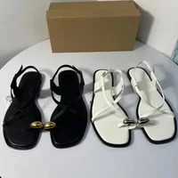Brand Design Women Flat Sandals Clip Toe Leisure Outside Beach Shoes for Lady Fashion Metal Decoration 2025 Summer Footwear - Image 5