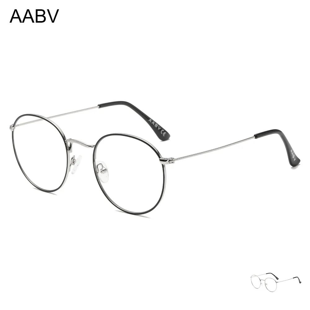 

AABV Round Computer Blue Light Glasses Men Women Metal Frame Fake Transparent Optical lenses Clear Eyeglasses 8016