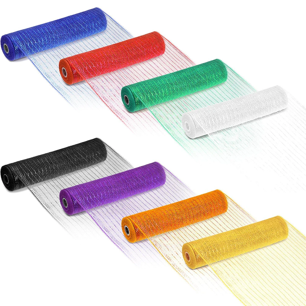 

10in x 10Yards Poly Mesh Ribbon Metallic Foil Tulle for DIY Christmas Project Wreaths Party Decorations Wrapping Gifts Craft