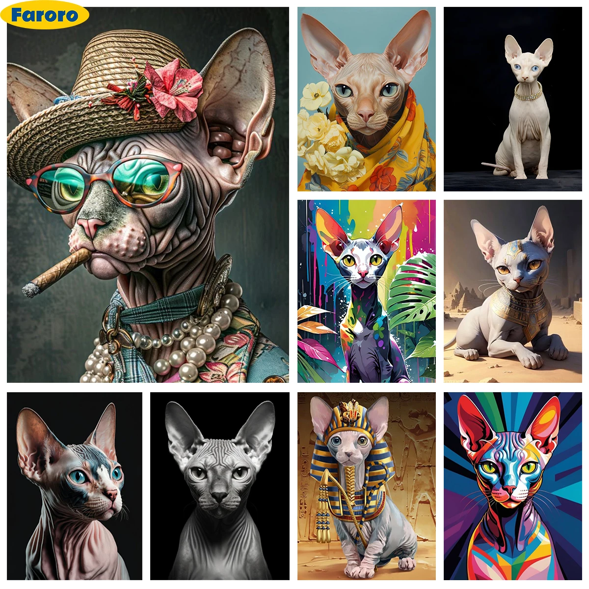 Sphynx Cat 5D Diamond Painting Pet Cat Pictures Diy Diamond Embroidery Rhinestones Cross Stitch Kid Hand Mosaic Home Wall Decor