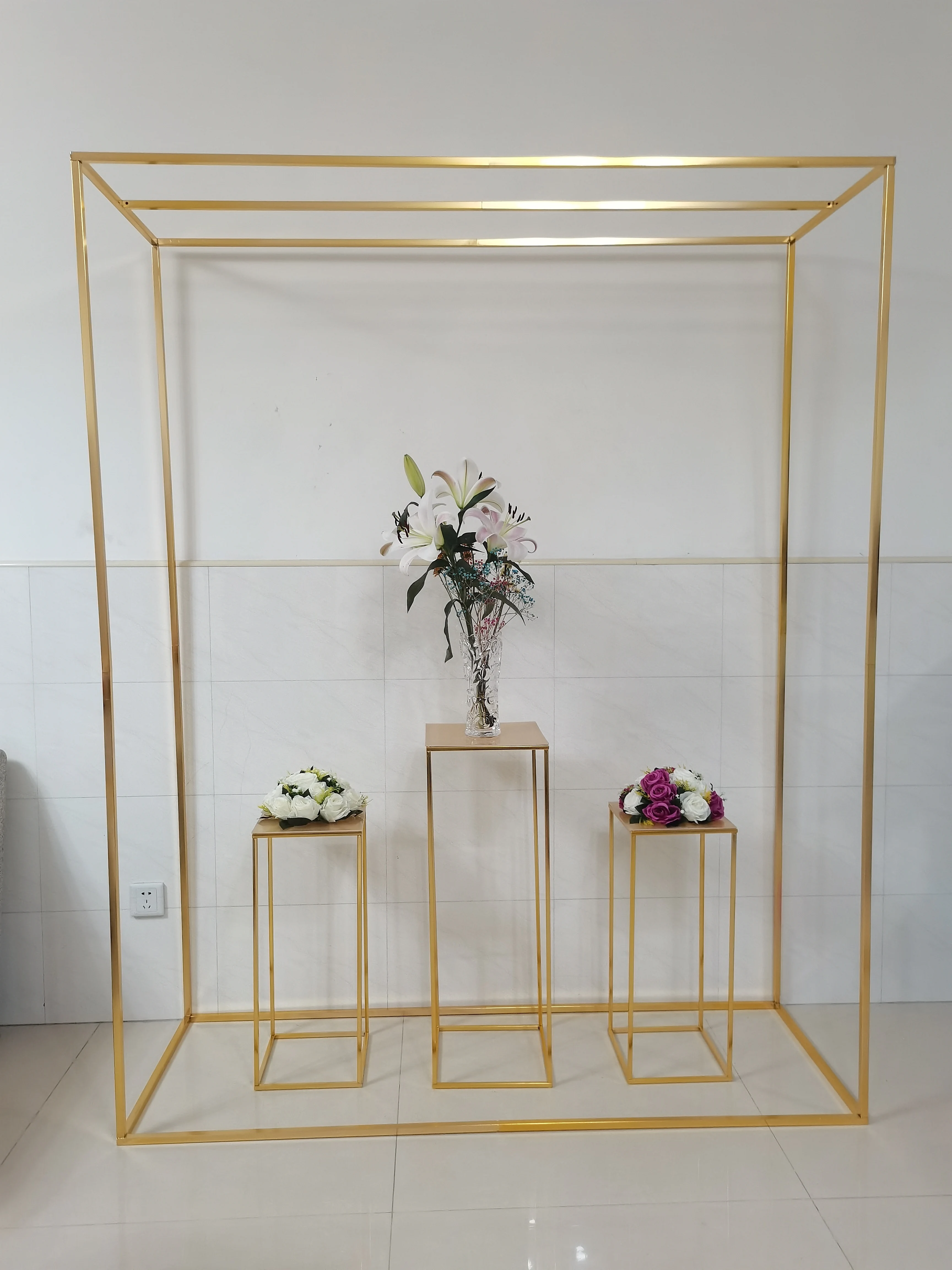 Outdoor Artificial Flower Door Shelf Wedding Arch Metal Frame Flower