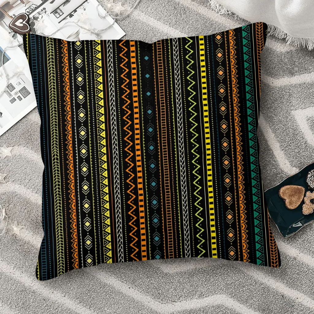 

Vertical Lines African Print African Mud Tribal Polyester Cushion Cover For Bedroom Car Decorative Breathable Cojines