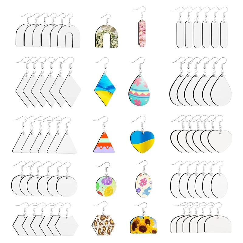 30Pcs Sublimation Blanks Wooden Earrings Double Side Round Blank Heat  Transfer Unfinished Wood Earring Pendants with