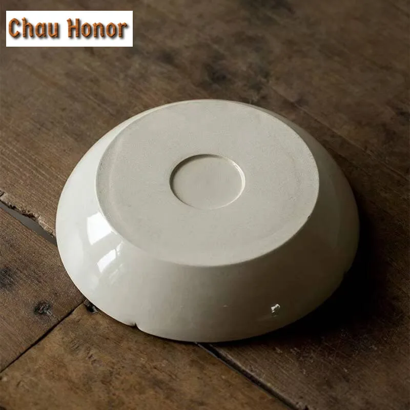 Plant Ash Glaze Ceramic Pot Bearing Holder Teaware Base Dry Bubble Table Tea Tray Coasters White Tea Tea Services Ornaments