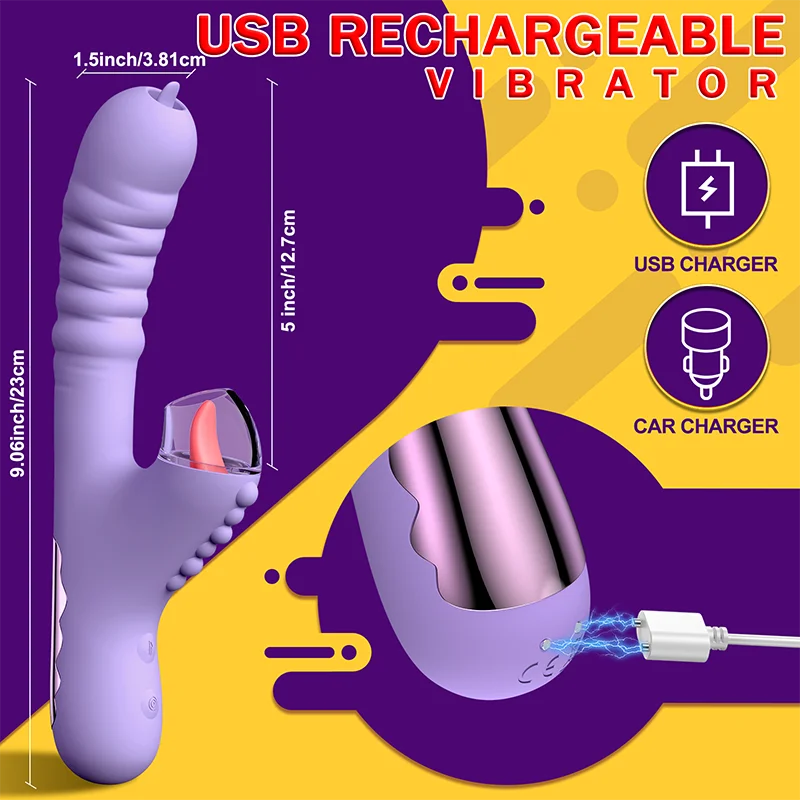 Sucking Stimulator Clitoris Thrusting Vibrator G spot Tongue Licking Clitoral Vibrator Dildo For Wo_voghion.com