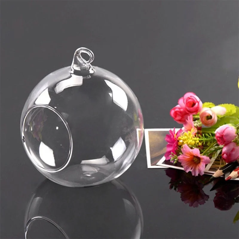 12pcs 8/10cm Hanging Tealight Holder Glass Candle Holder Globes Terrarium Wedding Candlestick Vase Home Hotel Bar Decor