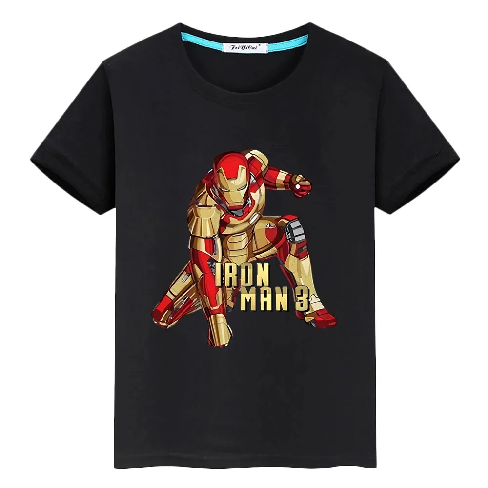 

Marvel Summer Sports Short sleeve men's and women's animated top Short Iron-Man Print 100% cotton men's T-shirt y2k clothing