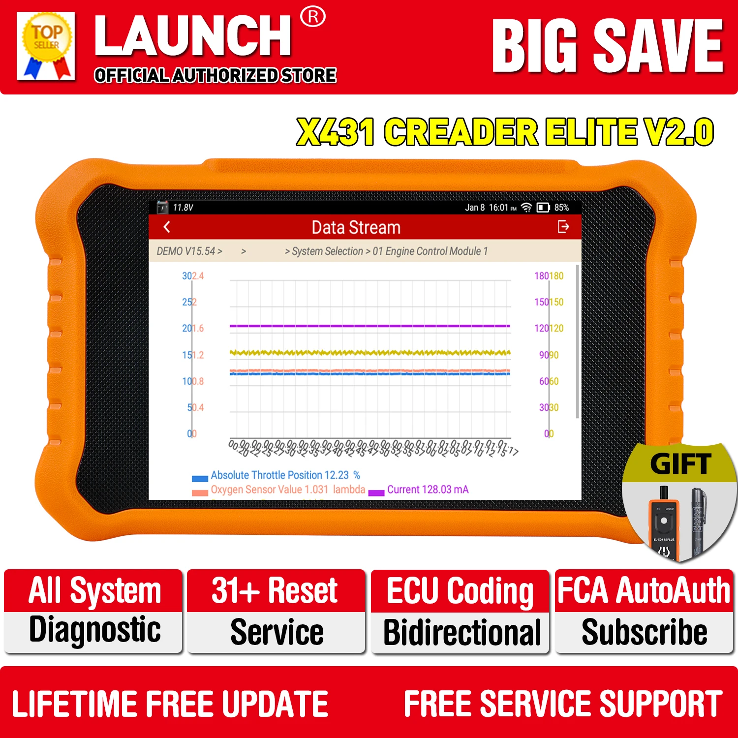 LAUNCH X431 Elite 2.0 Car Full System Diagnostic Tools OBD2