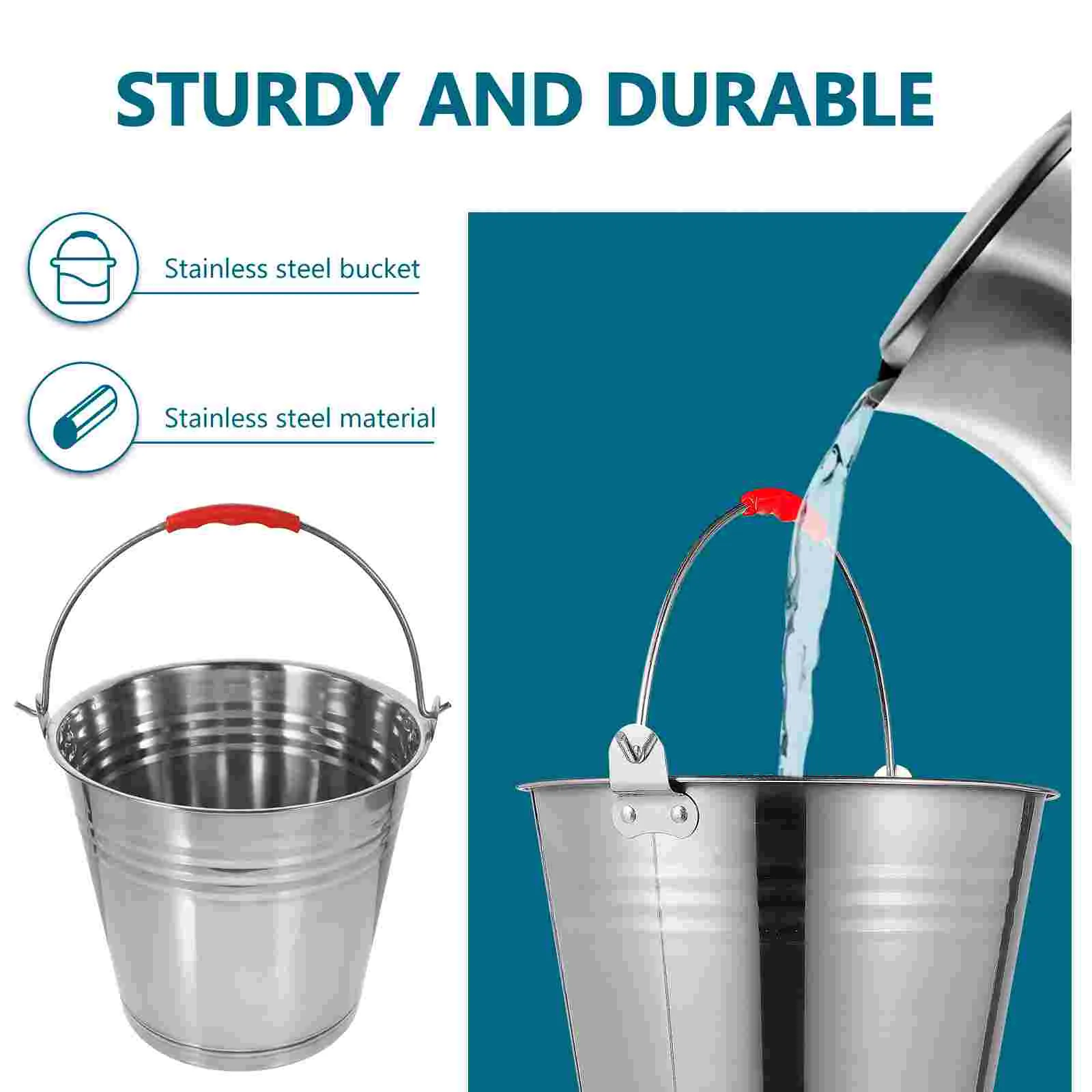 Stainless Steel Bucket Multifunctional with Handle Multipurpose Milk Trash Bin Beverage Thickened Storage Plastic