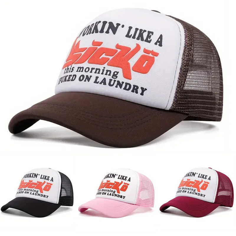 New Letter Foaming Sponges Baseball Hat Men Women Outdoor Breathable Hip Hop Trucker Cap Unisex Adjustable Sunshade Mesh Hats
