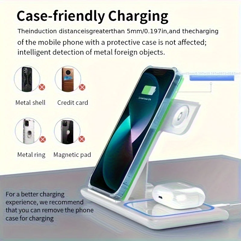 3-in-1 Wireless Charging Fast Foldable For MagSafe Charger Stand for iPhone 16/15/14/13/12 Pro Max iWatch Ultra10-2 AirPods 3/2
