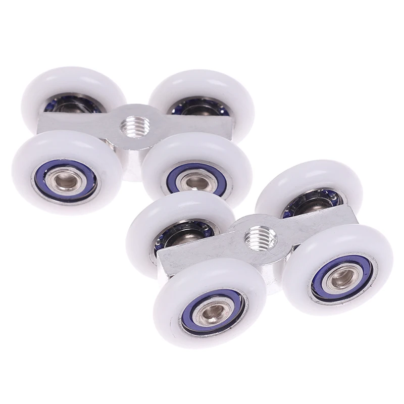 2Pcs Shower Room Copper Four-wheel Hanging Pulley Roller For Bathroom Glass Slide Door Waterproof Bearing Crane Toilet Door