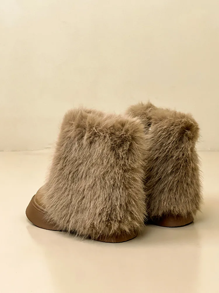 Thick Soled Plush Fur Snow Boots For Women's 2023 Autumn And Winter New Fashionable Plush And Warm Fashion Short Ankle Boots