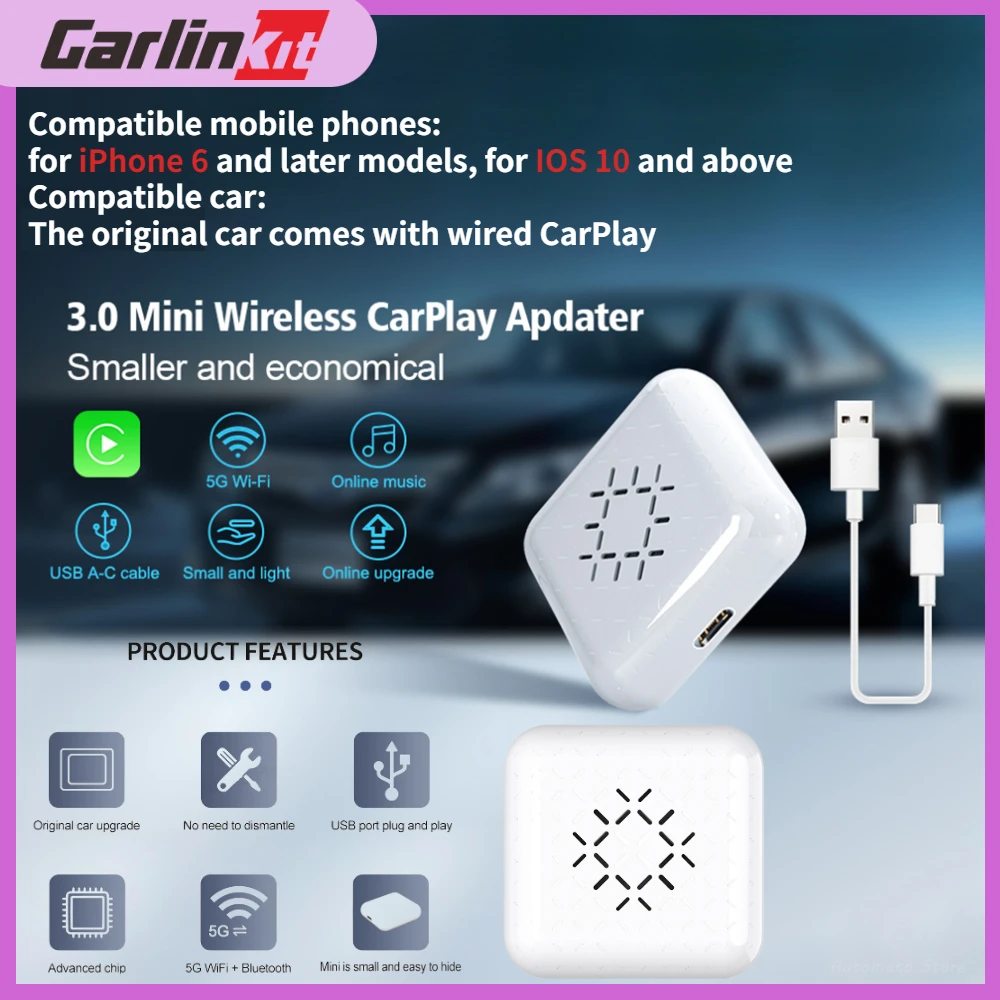 Carlinkit 3.0 ̴  ī÷ ڽ,  ī÷, ȵ̵ ڵ , ø ,  ڵ  